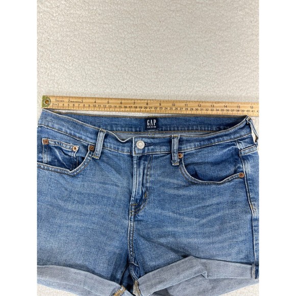 Gap 1969 Women's Size 29 3" Regular Blue Cuffed Hem Mid-Rise Denim Jean Shorts - Picture 4 of 7